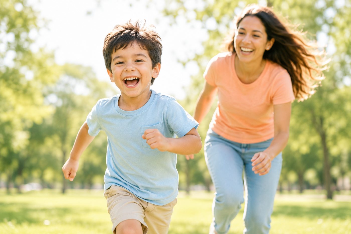 Madre e hijo disfrutando de un momento al aire libre